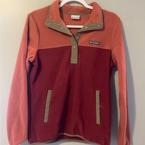 Columbia Red and Orange Fleece Pullover